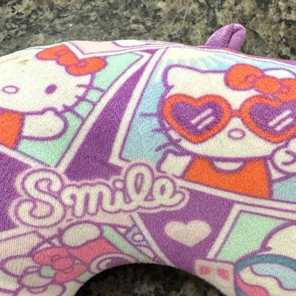 Hello Kitty Purple and Pink Plush Travel Neck Pillow EUC